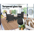 Gardeon 3PC Outdoor Bistro Set Wicker Chairs Table Black