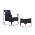 Gardeon 3PC Outdoor Bistro Set Wicker Patio Furniture Chairs Table