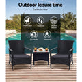 Gardeon 3PC Outdoor Bistro Set Wicker Patio Furniture Chairs Table