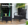 Gardeon 3PC Outdoor Bistro Set Wicker Patio Furniture Chairs Table