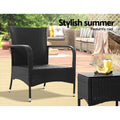 Gardeon 3PC Outdoor Bistro Set Wicker Patio Furniture Chairs Table