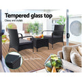 Gardeon 3PC Outdoor Bistro Set Wicker Patio Furniture Chairs Table