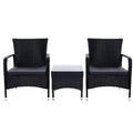 Gardeon 3PC Outdoor Bistro Set Wicker Patio Furniture Chairs Table