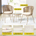 Gardeon 3PC Outdoor Bistro Set Rope Chairs Table Beige Patio