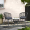 Gardeon 3PC Bistro Set Outdoor Furniture Rattan Table Chairs Black