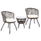 Gardeon 3PC Rattan Bistro Set Outdoor Table Chairs Brown Cushion