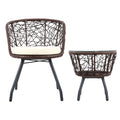 Gardeon 3PC Rattan Bistro Set Outdoor Table Chairs Brown Cushion