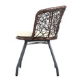 Gardeon 3PC Rattan Bistro Set Outdoor Table Chairs Brown Cushion