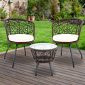 Gardeon 3PC Rattan Bistro Set Outdoor Table Chairs Brown Cushion
