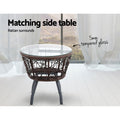 Gardeon 3PC Rattan Bistro Set Outdoor Table Chairs Brown Cushion