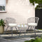 Gardeon 3PC Rattan Bistro Set Table Chairs Cushion Grey Outdoor Patio