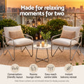 Gardeon Outdoor Bistro Set 3 Piece Patio Furniture Conversation Table and Chairs Khaki
