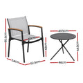 Gardeon 3PC Outdoor Bistro Set Steel Table Chairs Patio Dining Textilene