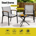 Gardeon 3PC Outdoor Bistro Set Steel Table Chairs Patio Dining Textilene