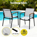 Gardeon 3PC Outdoor Bistro Set Steel Table Chairs Patio Dining Textilene