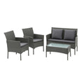 Gardeon 4-Piece Outdoor Sofa Set Rattan Furniture with Two Pillows Grey