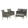 Gardeon 4-Piece Outdoor Sofa Set with Two Pillows Rattan Furniture Grey