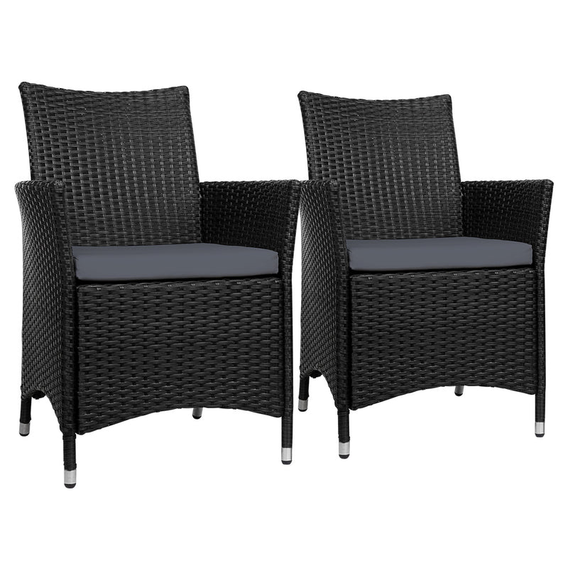 Gardeon Wicker Outdoor Dining Chairs 2PC Patio Garden Cushion