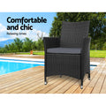 Gardeon Wicker Outdoor Dining Chairs 2PC Patio Garden Cushion