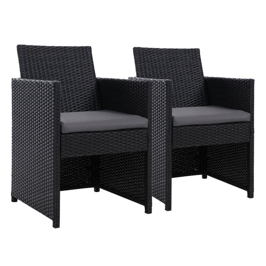 Gardeon 2PC Wicker Outdoor Dining Chairs Garden Patio Cushion