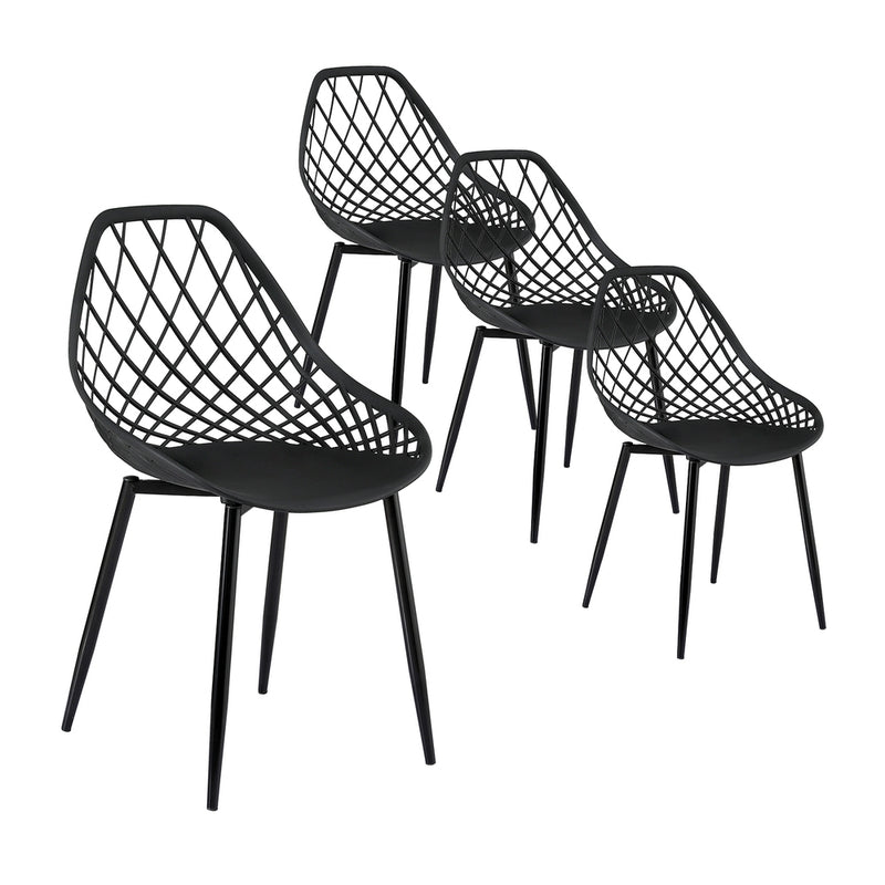 Gardeon 4PC Outdoor Dining Chairs Black PP Lounge Patio Furniture