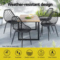 Gardeon 4PC Outdoor Dining Chairs Black PP Lounge Patio Furniture