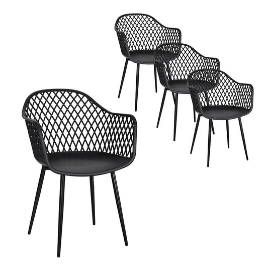 Gardeon 4PC Outdoor Dining Chairs Black Patio Garden Lounge Furniture
