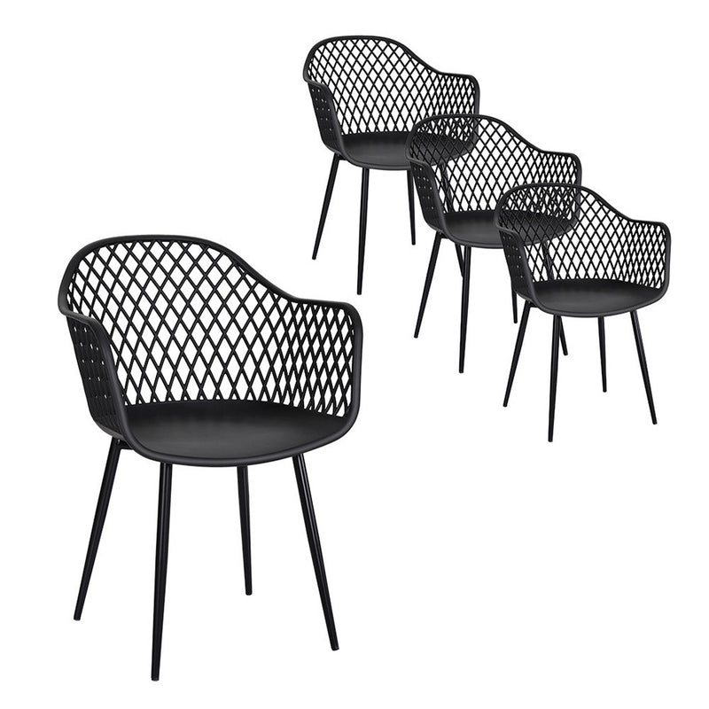 Gardeon 4PC Outdoor Dining Chairs Black Patio Garden Lounge Furniture