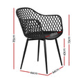 Gardeon 4PC Outdoor Dining Chairs Black Patio Garden Lounge Furniture