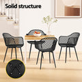 Gardeon 4PC Outdoor Dining Chairs Black Patio Garden Lounge Furniture