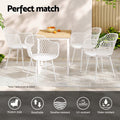 Gardeon 4PC Outdoor Dining Chairs White PP Lounge Patio Garden