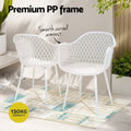 Gardeon 4PC Outdoor Dining Chairs White PP Lounge Patio Garden
