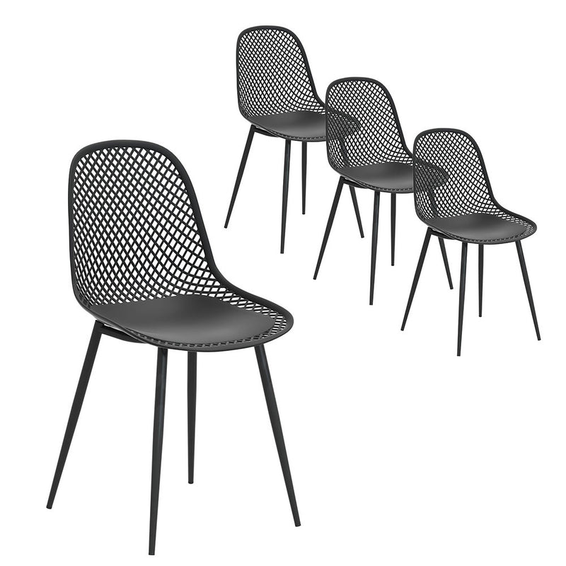 Gardeon 4PC Outdoor Dining Chairs Black PP Lounge Patio