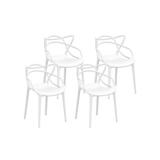 Gardeon 4PC Outdoor Dining Chairs Stackable White Patio Furniture