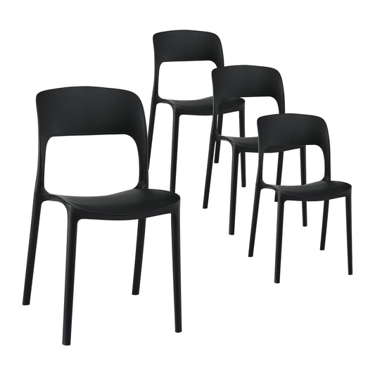 Gardeon 4pc Stackable Outdoor Dining Chairs Black PP Patio Garden