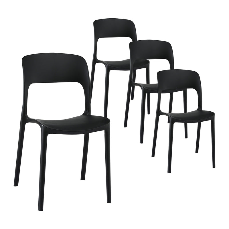 Gardeon 4pc Stackable Outdoor Dining Chairs Black PP Patio Garden