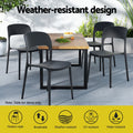 Gardeon 4pc Stackable Outdoor Dining Chairs Black PP Patio Garden