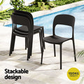 Gardeon 4pc Stackable Outdoor Dining Chairs Black PP Patio Garden