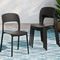 Gardeon 4pc Stackable Outdoor Dining Chairs Black PP Patio Garden