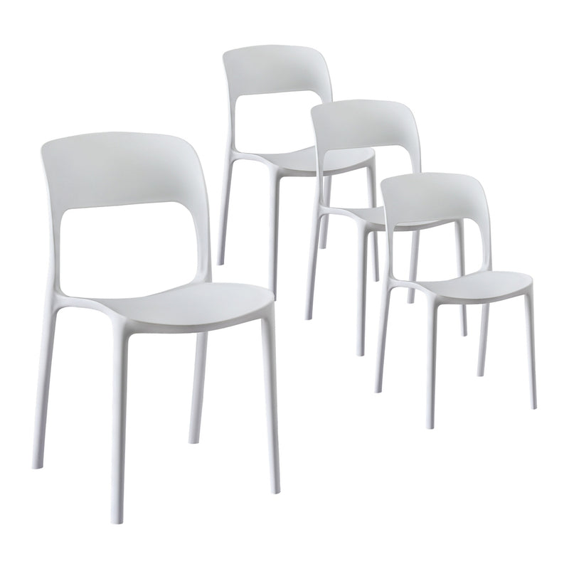 Gardeon 4PC Stackable PP Outdoor Dining Chairs White Patio Garden