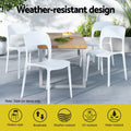 Gardeon 4PC Stackable PP Outdoor Dining Chairs White Patio Garden