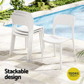 Gardeon 4PC Stackable PP Outdoor Dining Chairs White Patio Garden