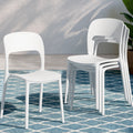 Gardeon 4PC Stackable PP Outdoor Dining Chairs White Patio Garden