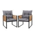 Gardeon 2PC Outdoor Dining Chair Wicker Patio Armchair Cushion Garden Furniture