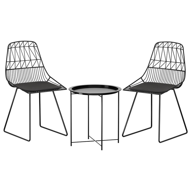 Gardeon 3PC Outdoor Bistro Set Patio Furniture Table Chairs Garden