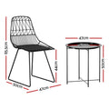 Gardeon 3PC Outdoor Bistro Set Patio Furniture Table Chairs Garden