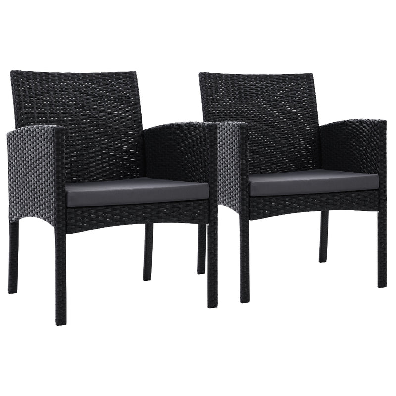 Gardeon 2PC Rattan Outdoor Dining Chairs XL Patio Lounge