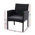 Gardeon 2PC Rattan Outdoor Dining Chairs XL Patio Lounge