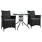 Gardeon 3PC Rattan Bistro Set Outdoor Patio Table Chairs Cushion