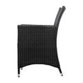Gardeon 3PC Rattan Bistro Set Outdoor Patio Table Chairs Cushion